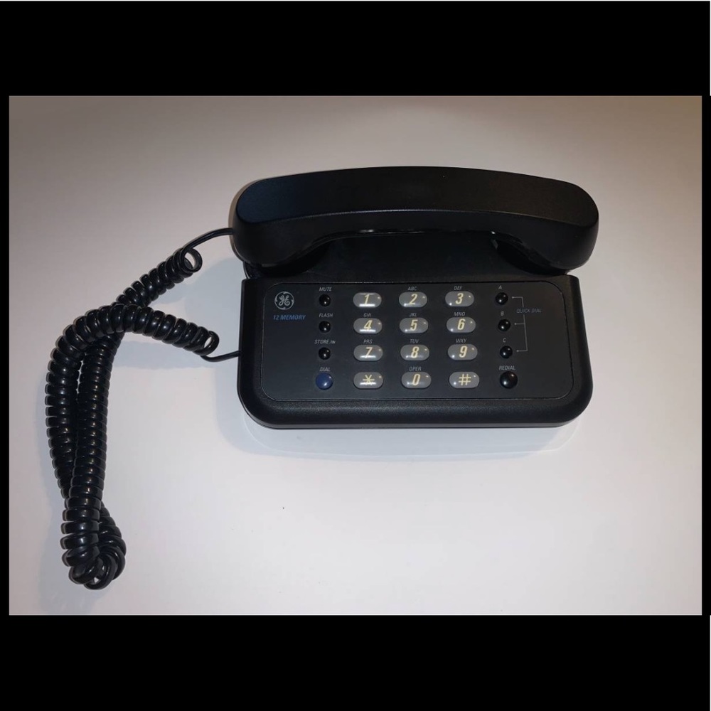 Retro 90s Black GE Landline Phone 12 Number Memory